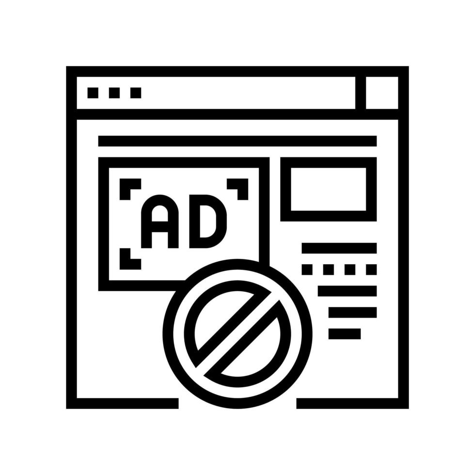 anuncios bloqueados sitio web línea icono vector ilustración