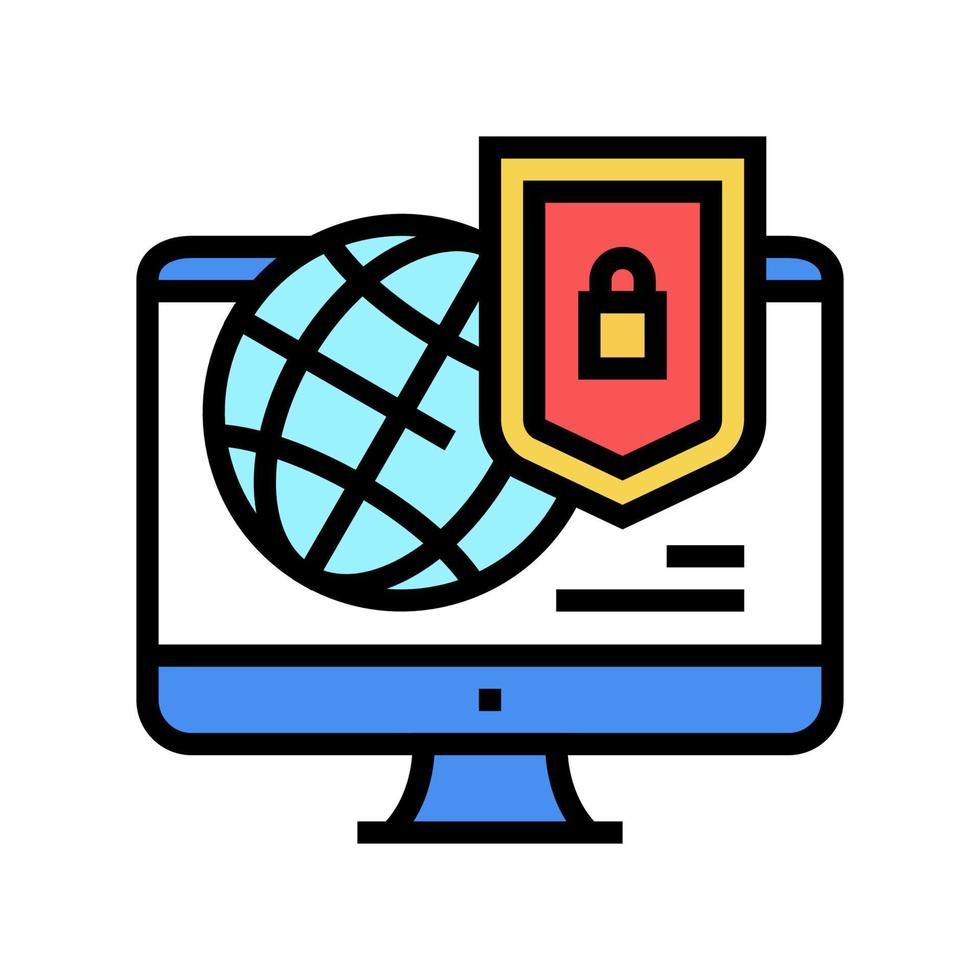 Ilustración de vector de icono de color de contraseña de internet de protección mundial