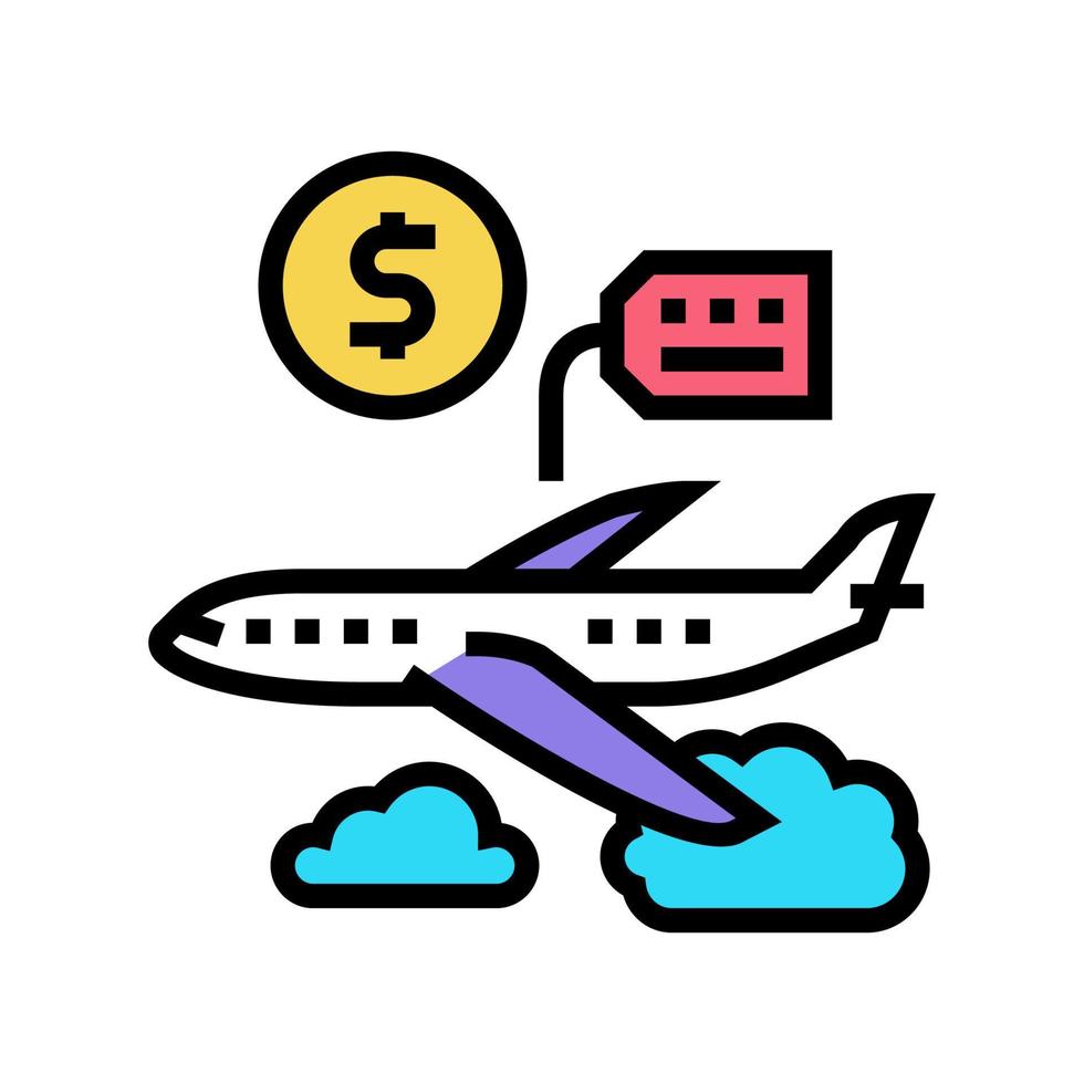 signo de ilustración de vector de icono de color de alquiler de avión
