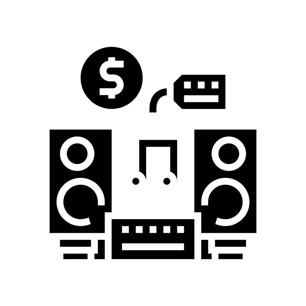 ilustración de vector de icono de glifo de alquiler de dispositivo de música