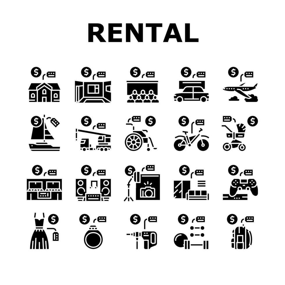 Rental Service Business Collection Icons Set Vector