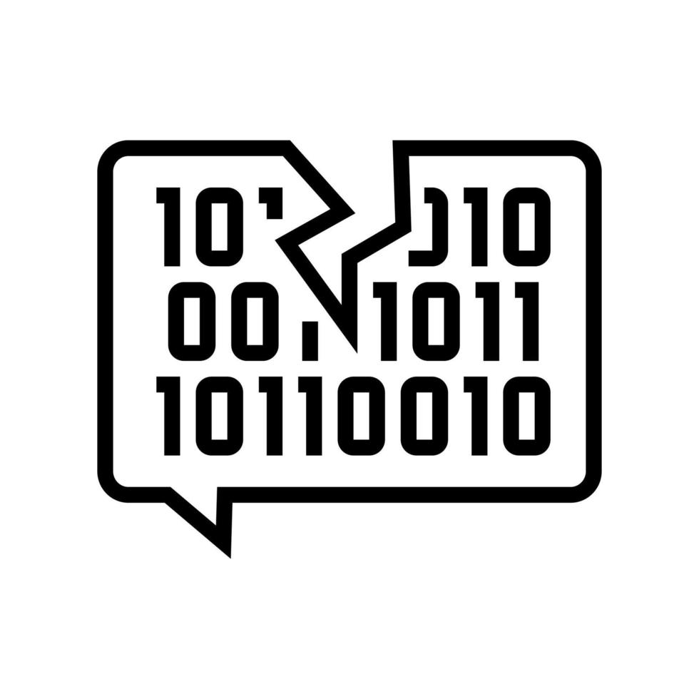 hacked password binary code line icon vector illustration