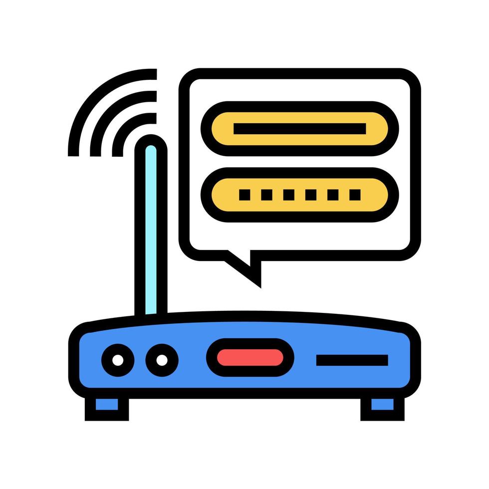 ilustración de vector de icono de color de contraseña de enrutador wifi