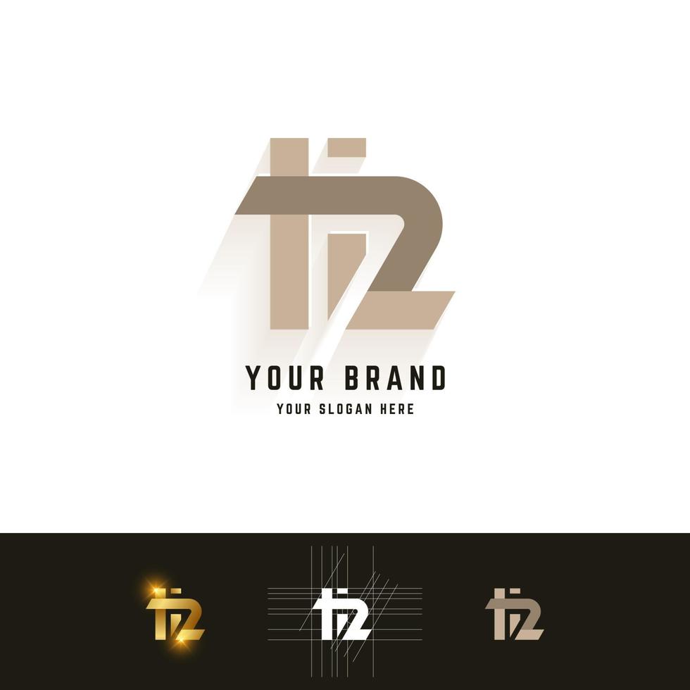 Letter HZ or HR monogram logo with grid method design vector