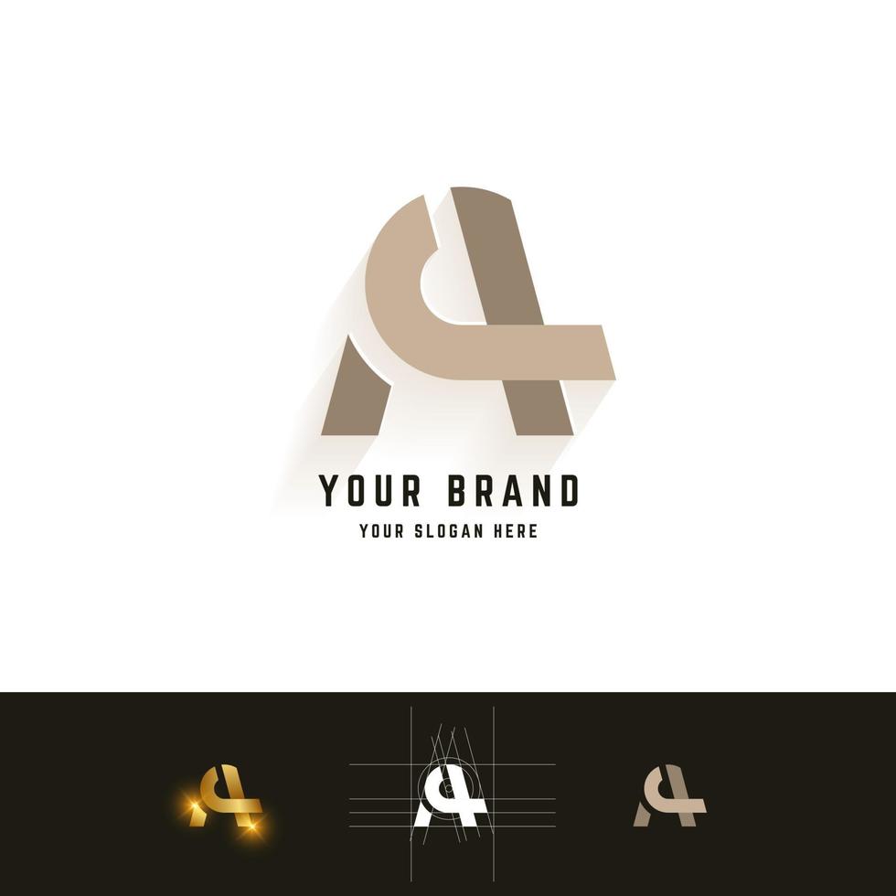 Letter A or Ae monogram logo with grid method design vector