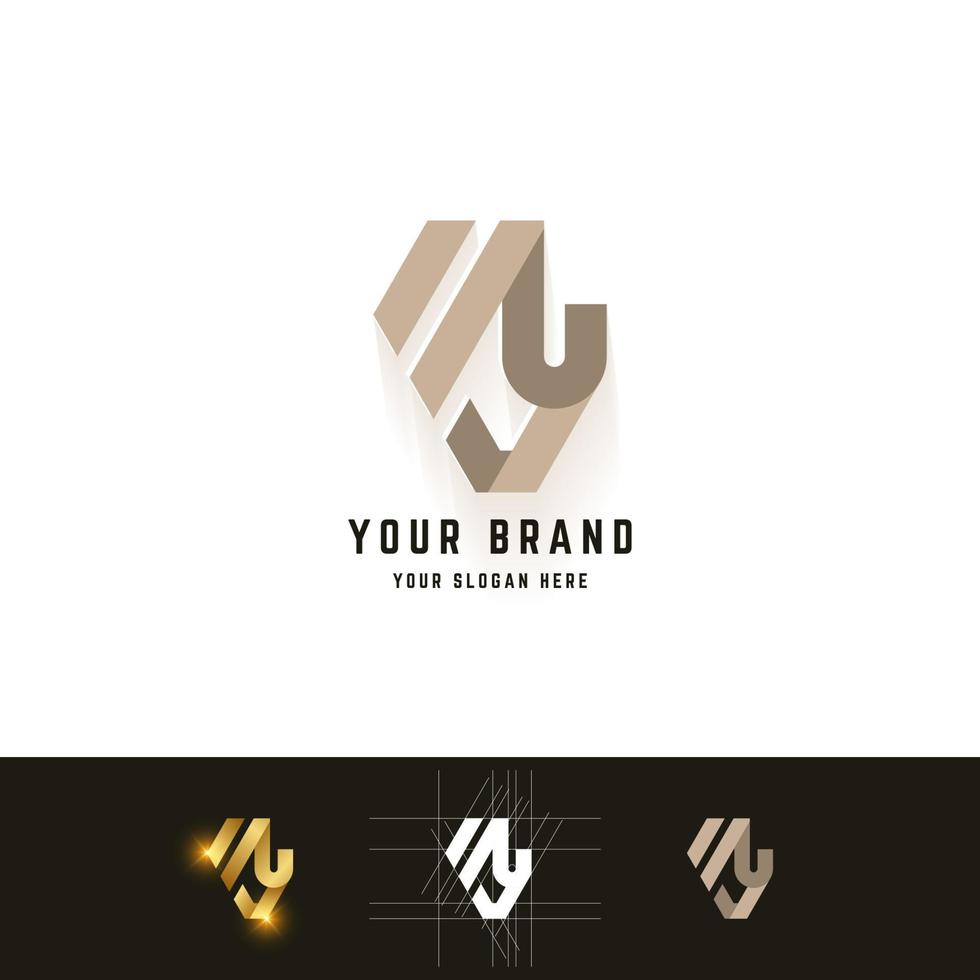 letra my o ny monogram logo con diseño de método de cuadrícula vector