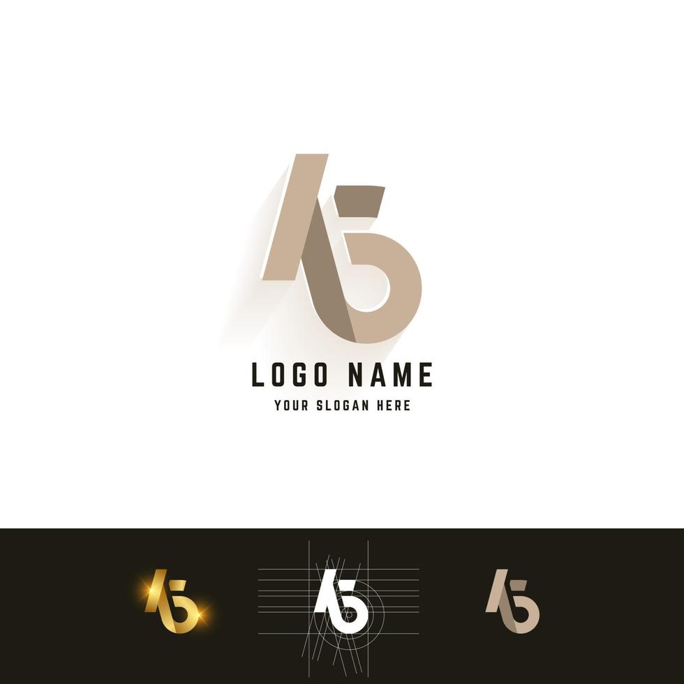Letter Ko or Kb monogram logo with grid method design vector
