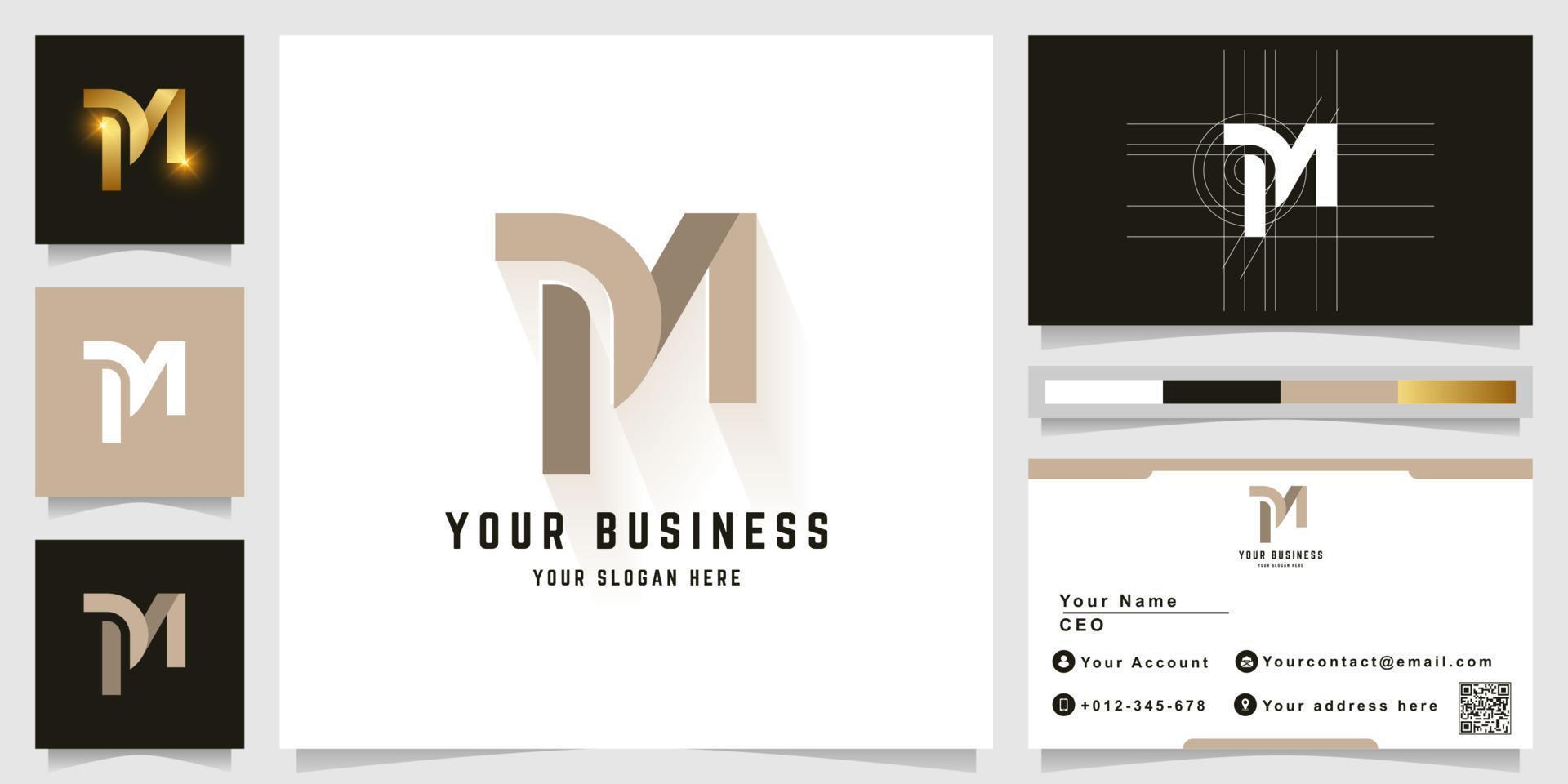 Letter M or PM monogram logo with business card design 10168686 Vector Art  at Vecteezy