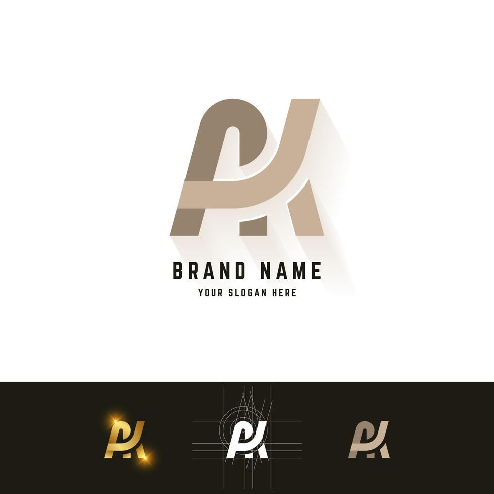 Letter AK or MK monogram logo with grid method design vector