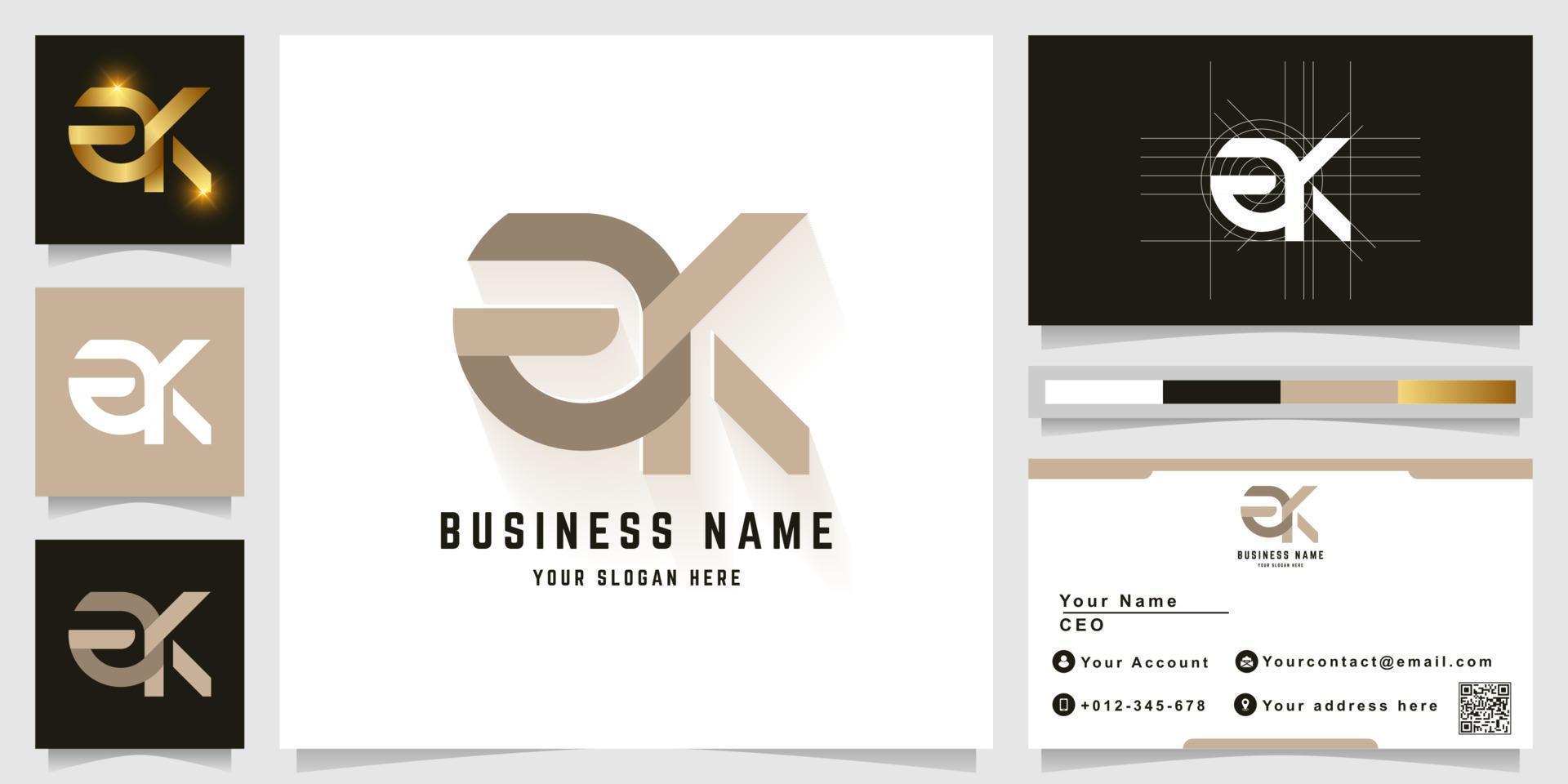 Letter aK or aX monogram logo with business card design vector