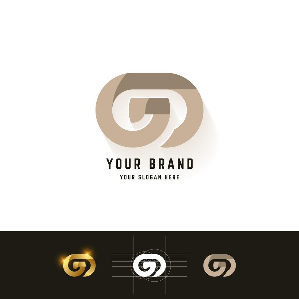 Letter GO or Ga monogram logo with grid method design vector