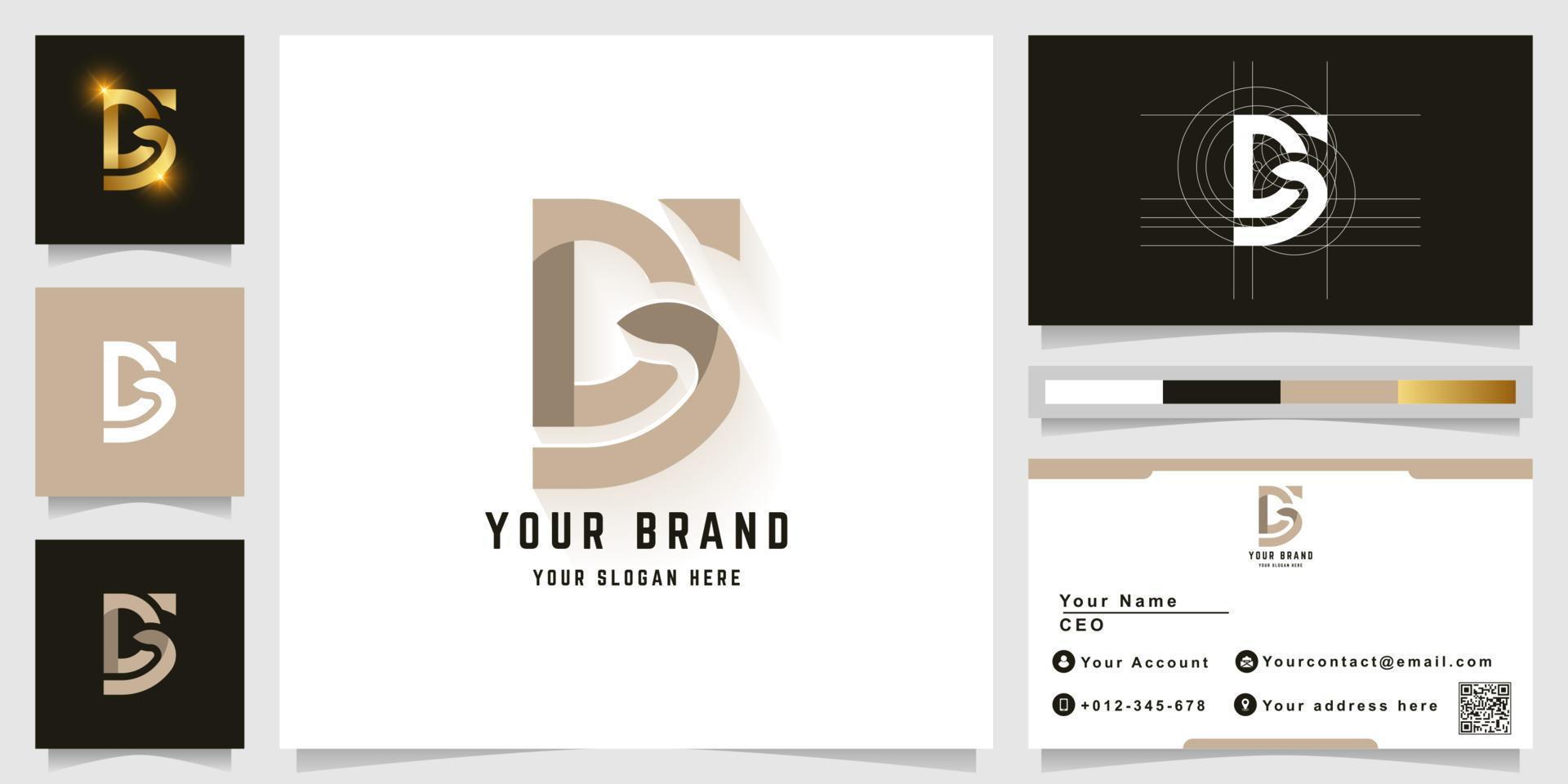 Letter DS or CS monogram logo with business card design vector