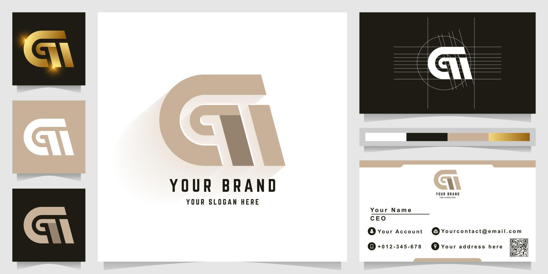 Letter Cm or Gm monogram logo with business card design vector