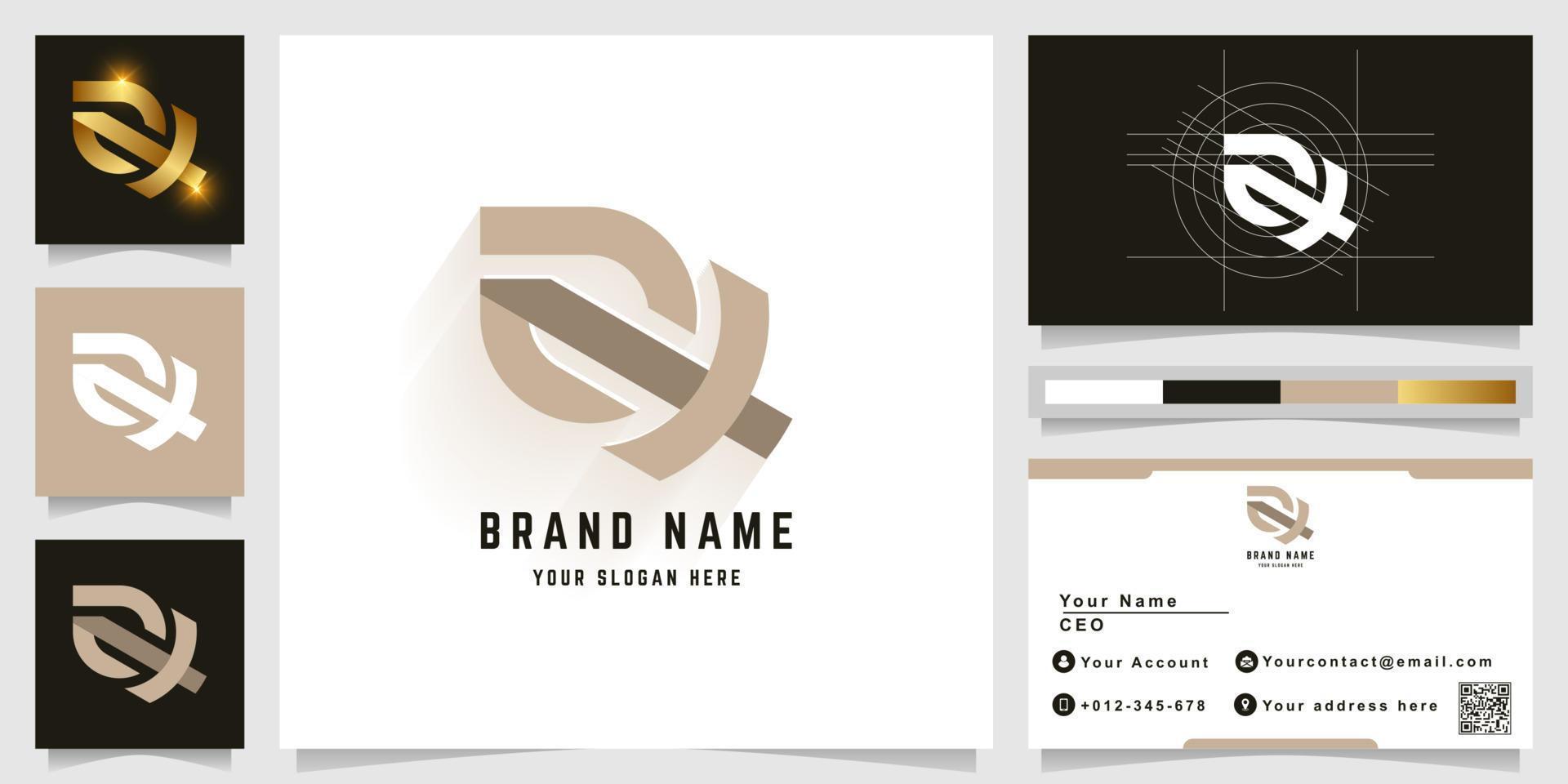 Letter ax or aH monogram logo with business card design vector