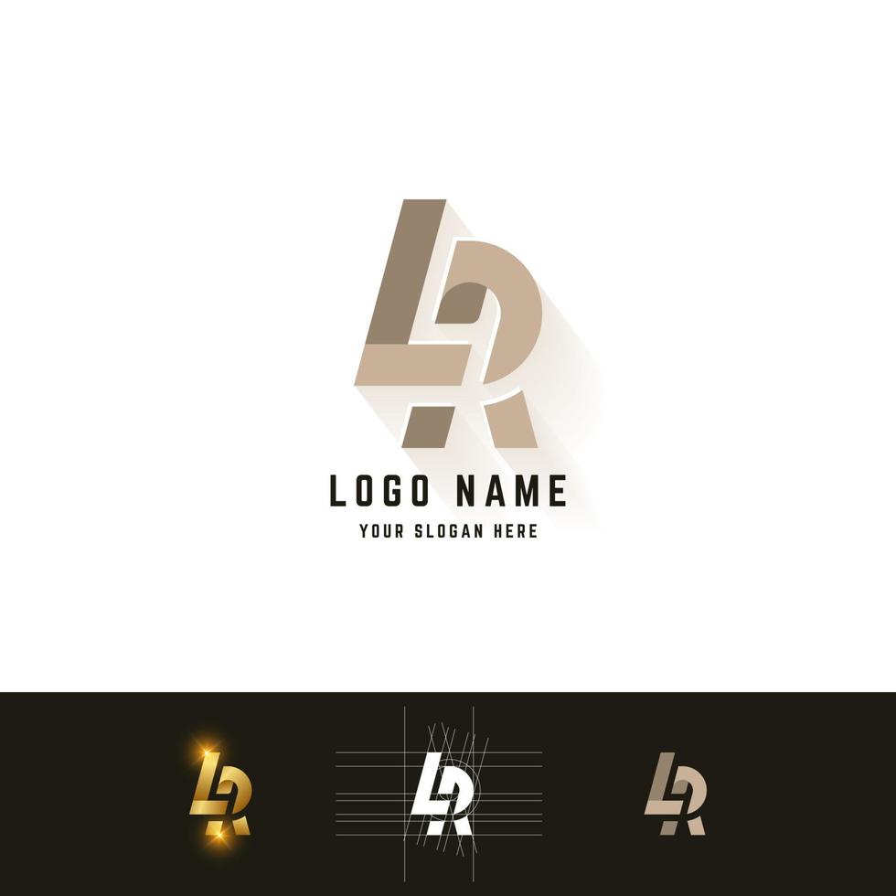 Letter LR or LA monogram logo with grid method design vector