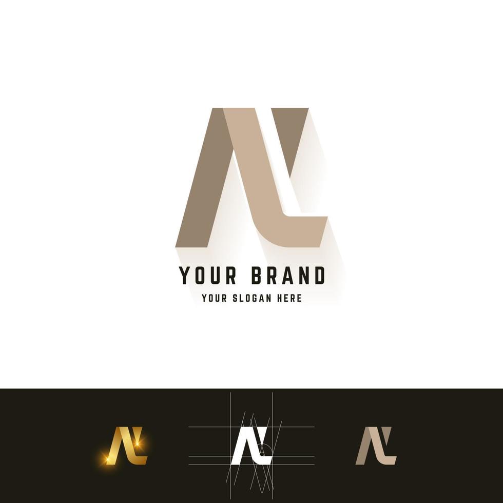 Letter N or NL monogram logo with grid method design vector