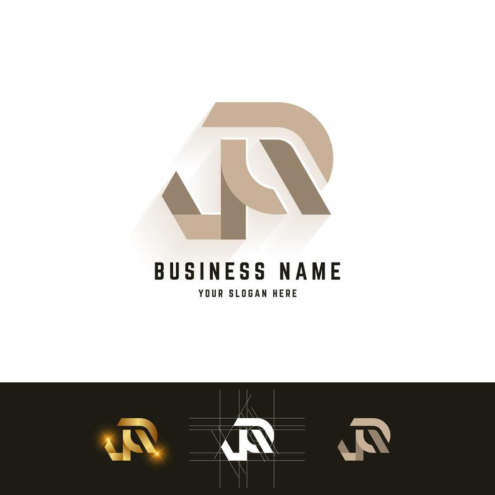 Letter JQ or JR monogram logo with grid method design vector