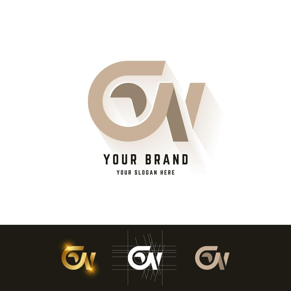 logotipo de monograma de letra gw o gn con diseño de método de cuadrícula vector