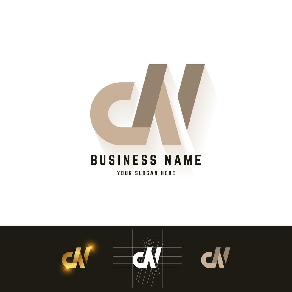 Letter dN or cN monogram logo with grid method design vector