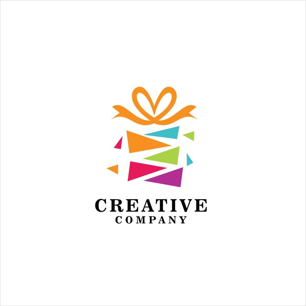 colorful gift logo design vector