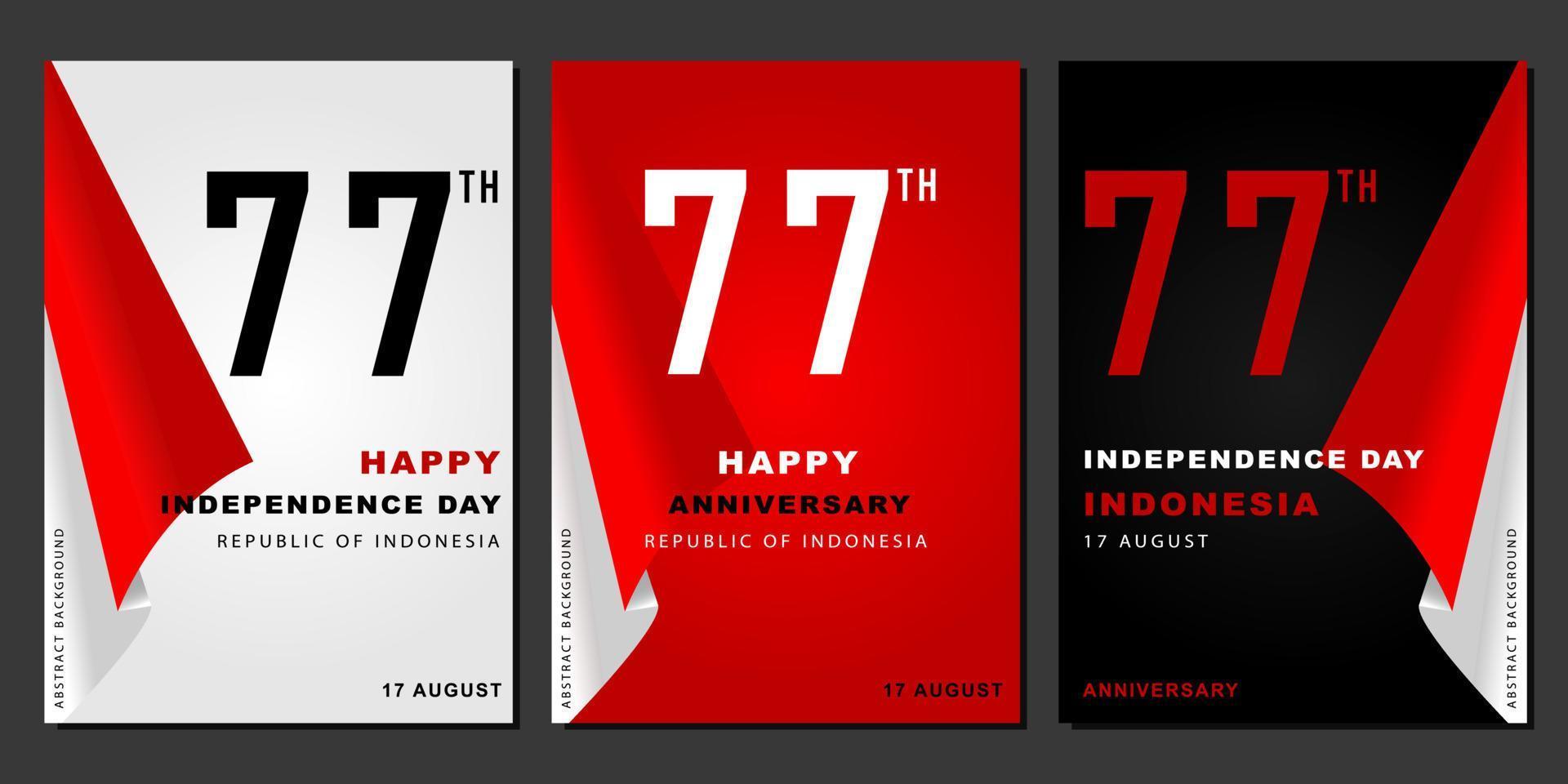 Indonesian flag template design with red white gradient color concept. Republic of Indonesian independence day. Republic of Indonesian anniversary. 17 August of social media banner template design. vector