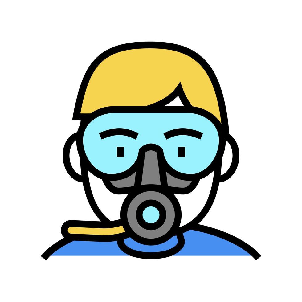 máscara de buzo y herramienta de respiración icono de color ilustración vectorial vector