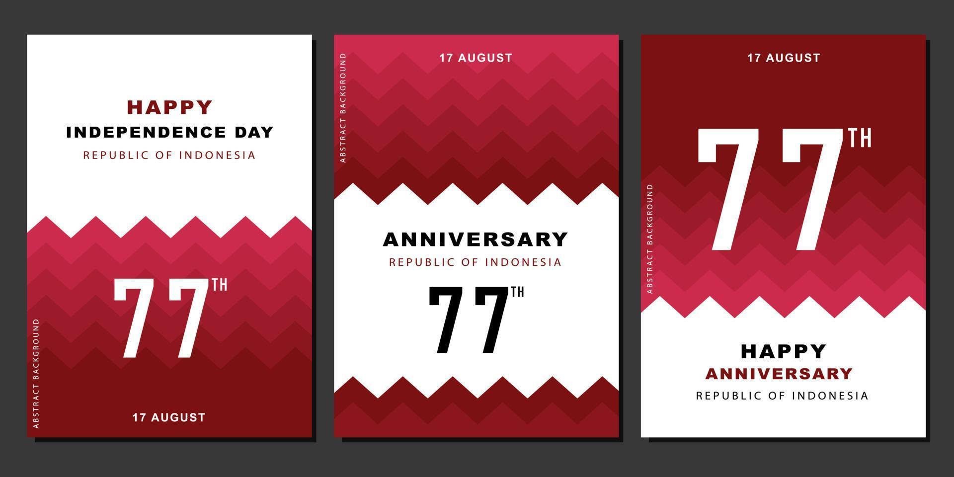 diseño de plantilla de bandera indonesia con concepto de color degradado rojo blanco. día de la independencia de la república de indonesia. aniversario de la república de indonesia. 17 de agosto de diseño de plantilla de banner de redes sociales. vector