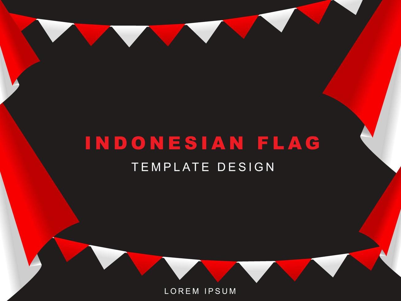 Indonesian flag template design with red white gradient color concept. Republic of Indonesian independence day. Republic of Indonesian anniversary. 17 August of social media banner template design. vector