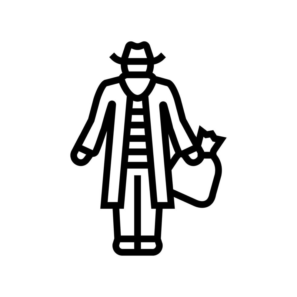 bandido hombre línea icono vector ilustración