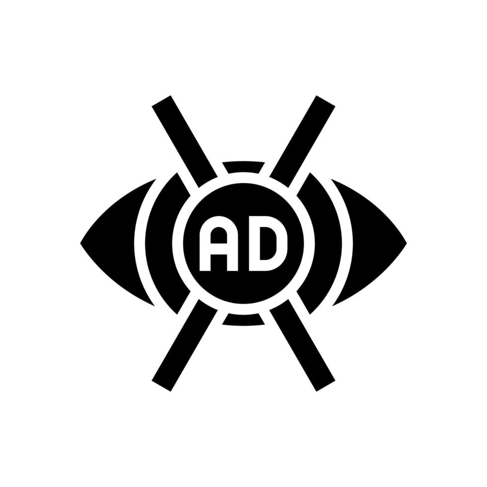 anuncio sin visión glifo icono vector ilustración