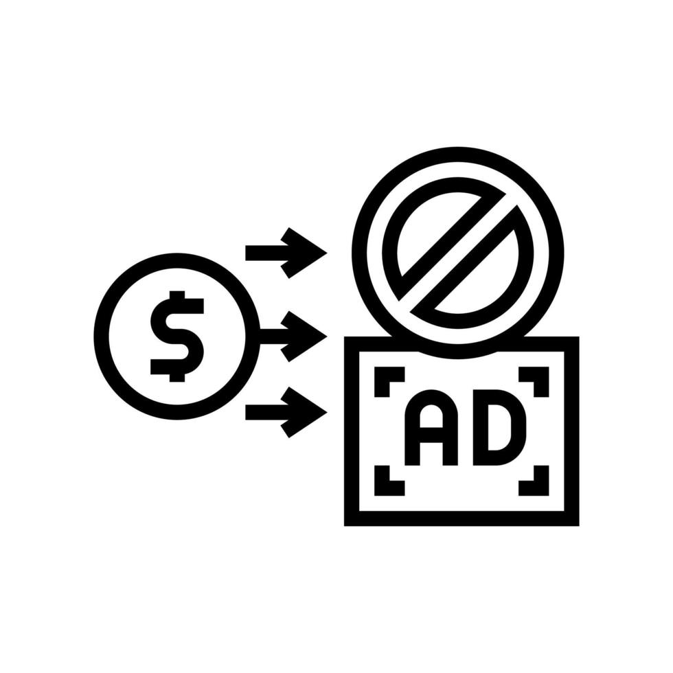 pay money for stop advertisement line icon vector illustration