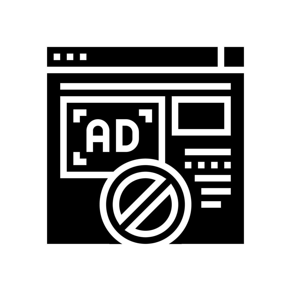blocked ads web site glyph icon vector illustration