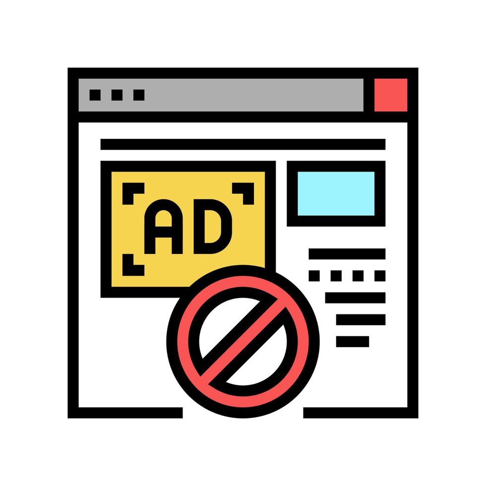 anuncios bloqueados sitio web color icono vector ilustración