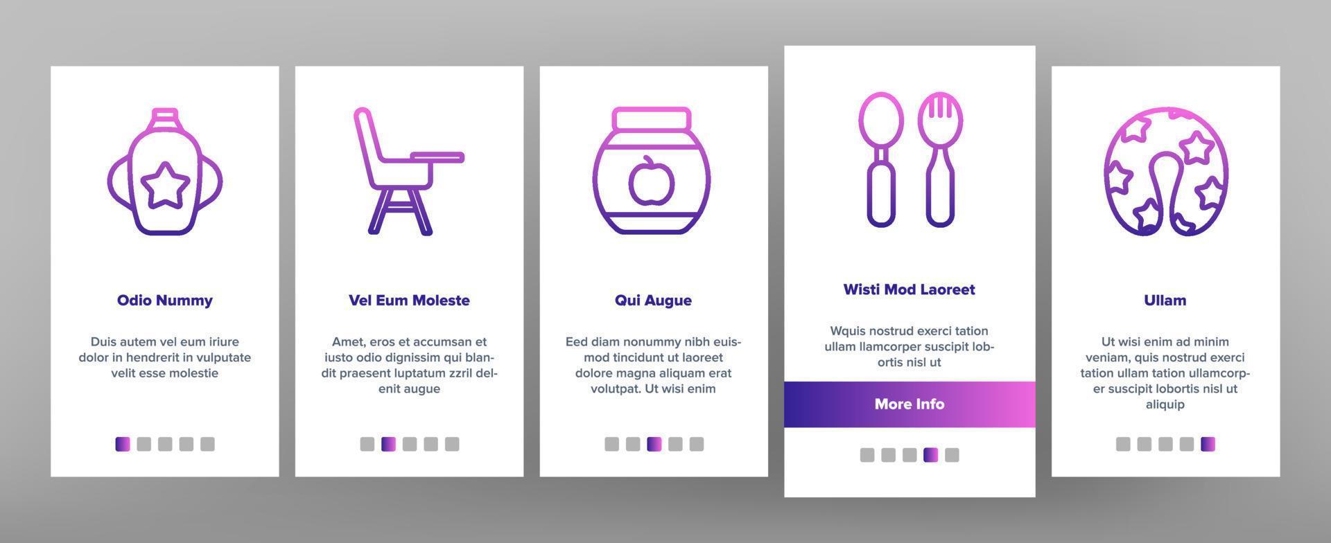 Baby Kitchen Onboarding Icons Set Vector