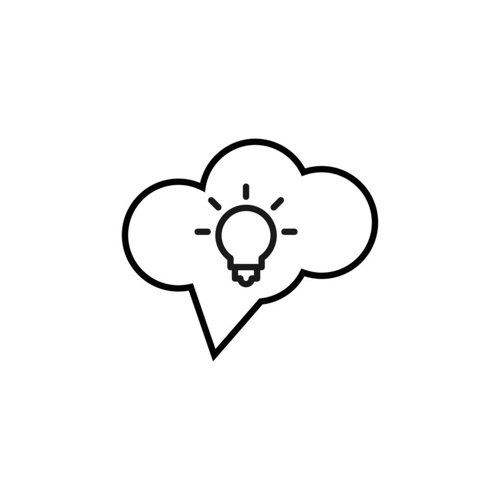 Sign and symbols concept. Outline symbol in flat style. Editable stroke. Line icon of light bulb inside of speech bubble in form of cloud vector