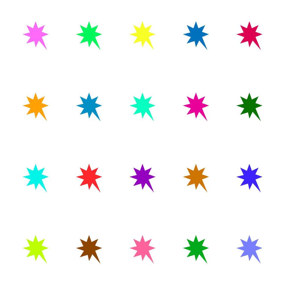 Line icon collection of vibrant multicolored speech bubbles in form of star or flash and exploding vector
