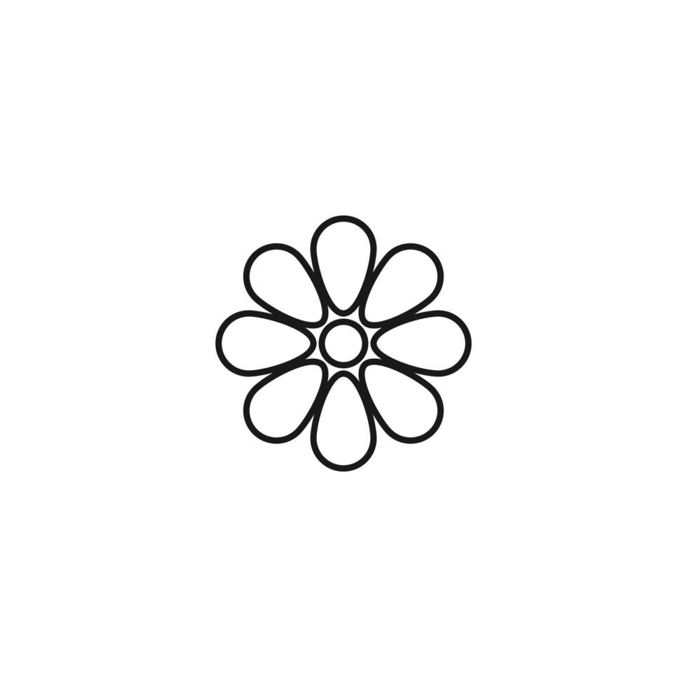 Outline monochrome symbol drawn in flat style with thin line. Editable stroke. Line icon of flowers with petals in form of oval and round small stigma vector