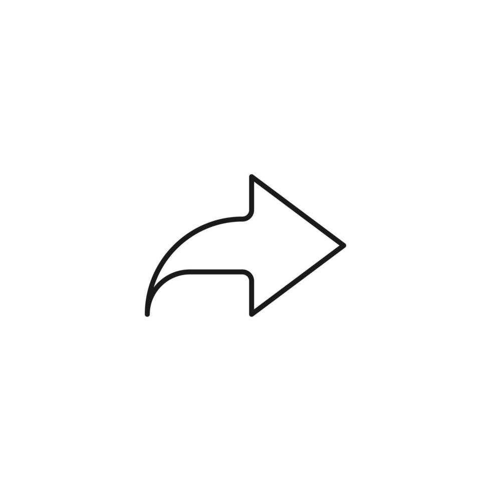 Social media concept. Vector symbol drawn with black thin line. Editable stroke. Suitable for articles, web sites etc. Line icon of arrow