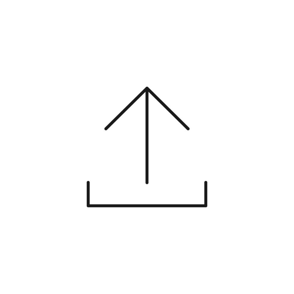 Interface of web site signs. Minimalistic outline symbol drawn with black thin line. Suitable for apps, web sites, internet pages. Vector line icon of upload sign