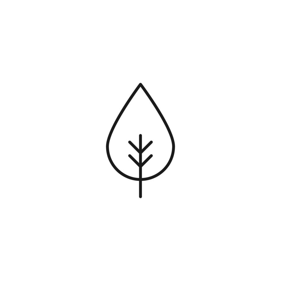 Ecology, nature, eco-friendly concept. Outline symbol drawn with black thin line. Suitable for adverts, packages, stores, web sites. Vector line icon of leaf of plant