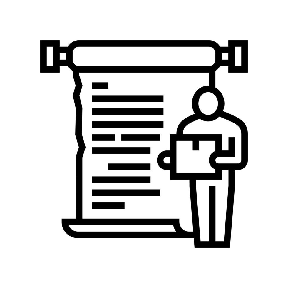 delivery boy with list line icon vector illustration
