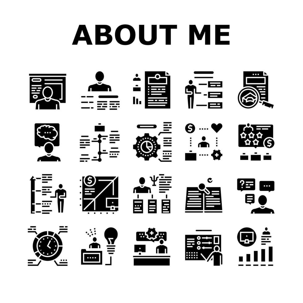 About Me Presentation Collection Icons Set Vector