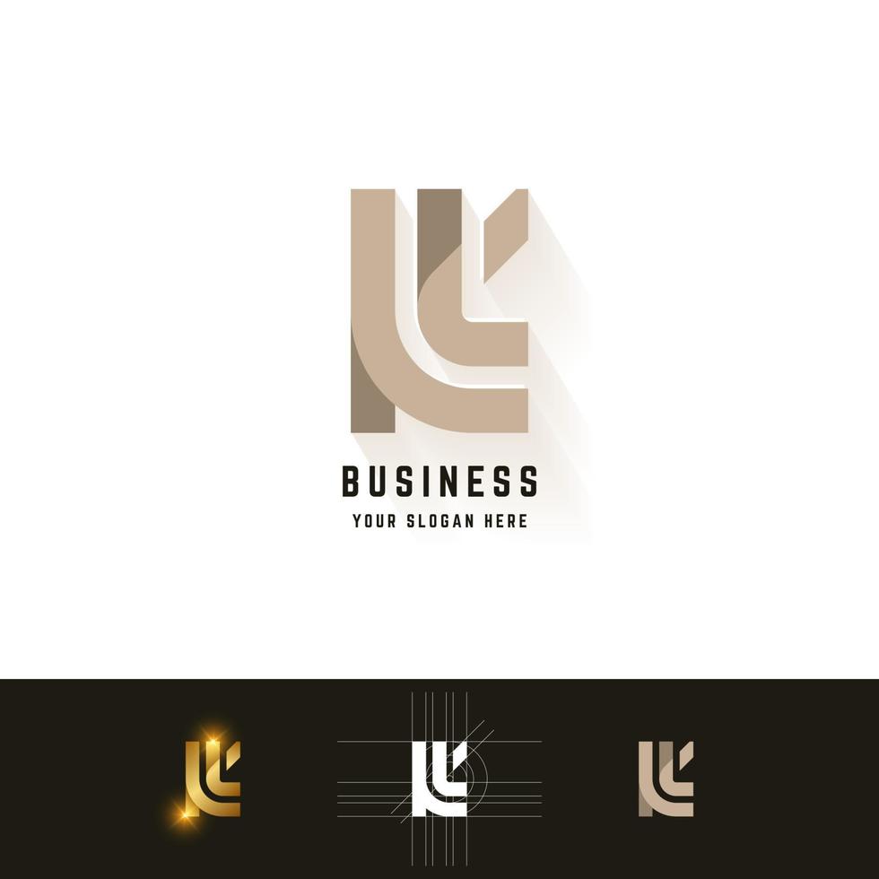 Letter KL or KK monogram logo with grid method design vector