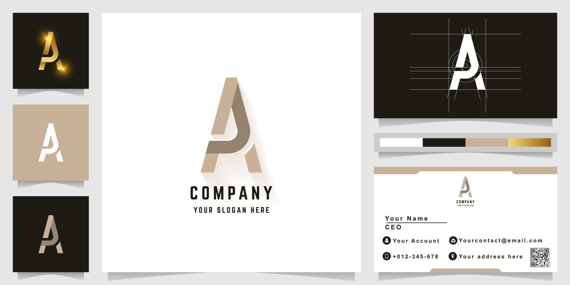 Letter A or PA monogram logo with business card design vector