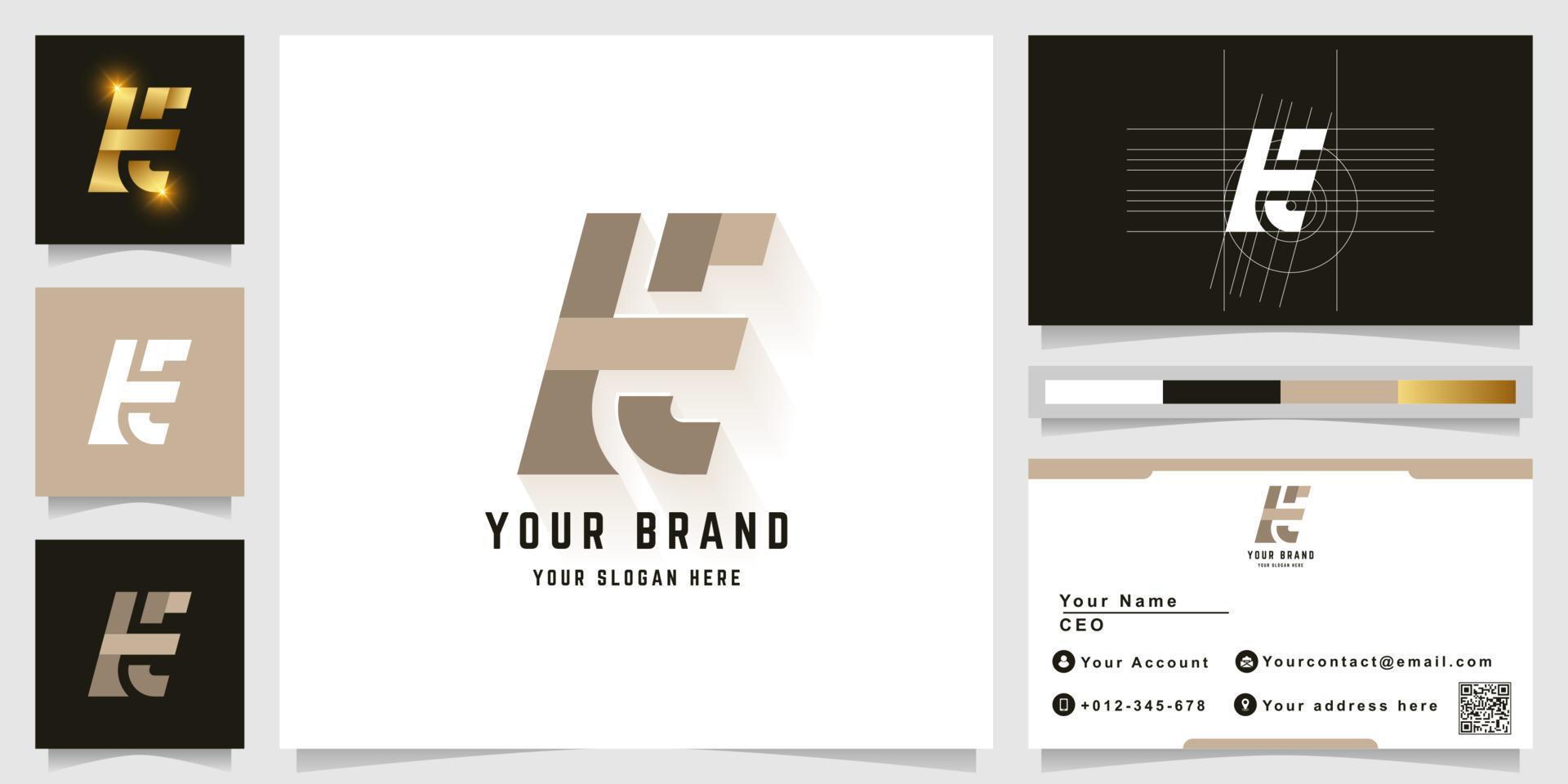 Letter H or HE monogram logo with business card design vector