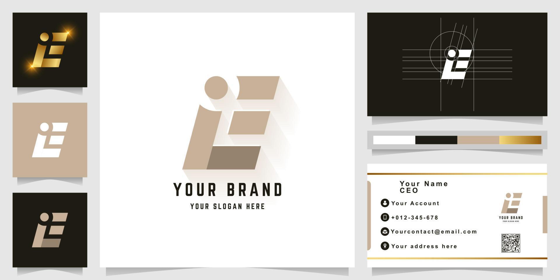 Letter E or iE monogram logo with business card design vector