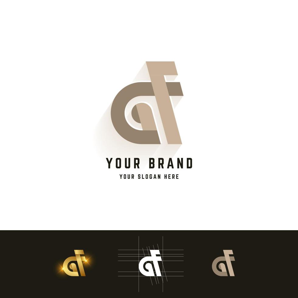 Letter GF or aF monogram logo with grid method design vector