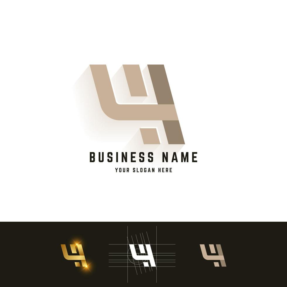 Letter LH or YH monogram logo with grid method design vector
