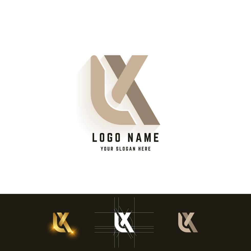 logotipo de monograma de letra lx o hacha con diseño de método de cuadrícula vector
