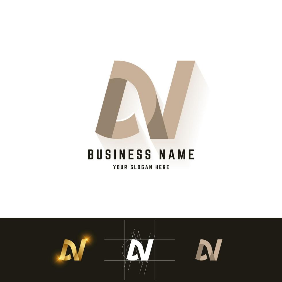 logotipo de monograma de letra n o dn con diseño de método de cuadrícula vector
